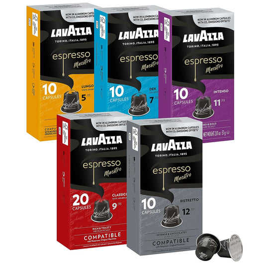 Lavazza Nespresso, Light, Medium and Dark Roast Variety Pack, 60 capsules/box