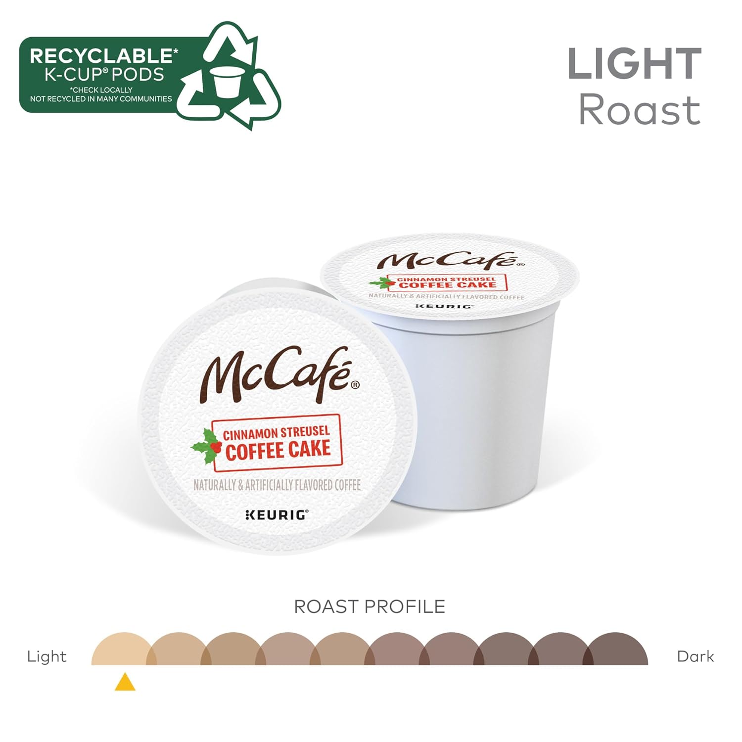 McCafé Cinnamon Streusel Coffee Cake, Light Roast, 10 Keurig kcups/bo