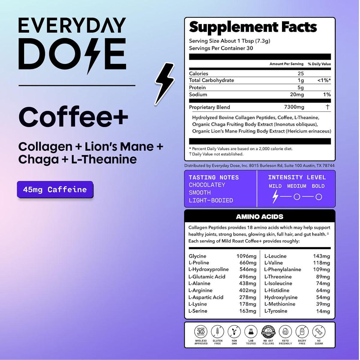 Everyday Dose Premium Adaptogenic Mushroom Coffee, Mild Roast
