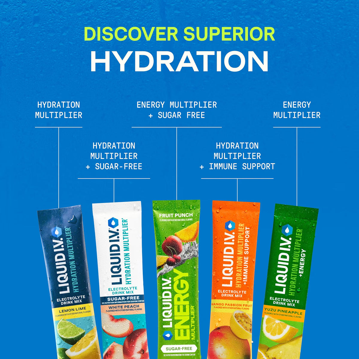 Liquid I.V. Electrolyte Powder, Innovation Favorites Variety Pack, 16 sticks/bag