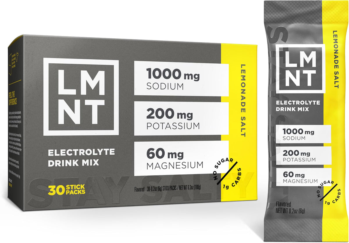 LMNT Lemonade Salt Zero Sugar Electrolytes, 30 sticks/box