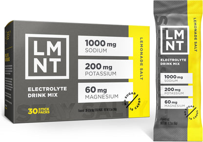 LMNT Lemonade Salt Zero Sugar Electrolytes, 30 sticks/box