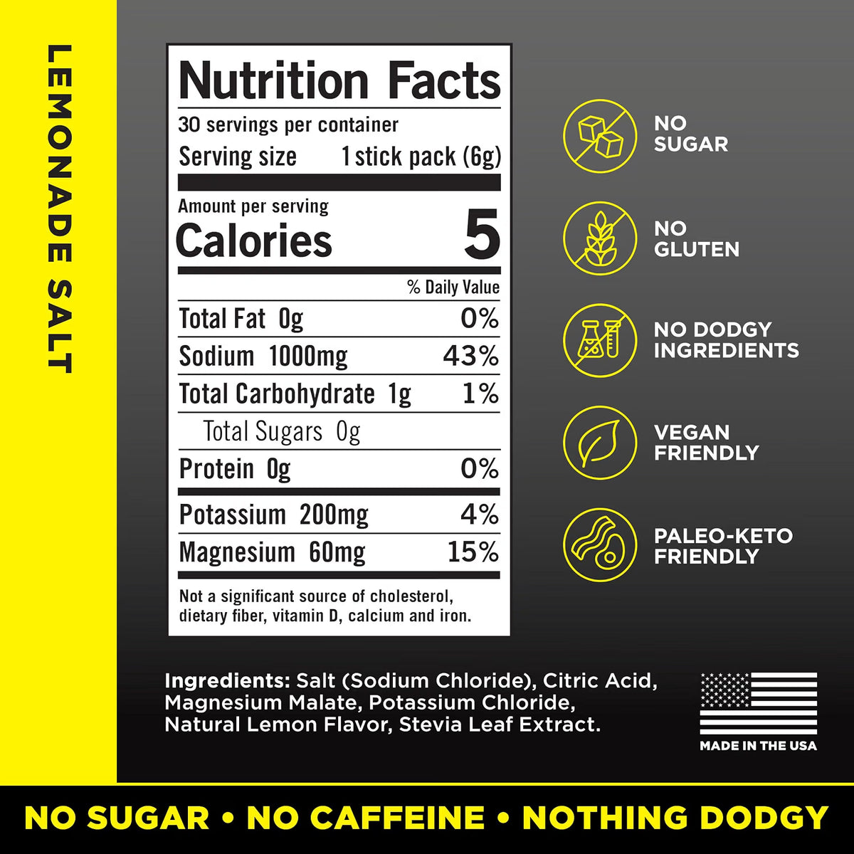 LMNT Lemonade Salt Zero Sugar Electrolytes, 30 sticks/box