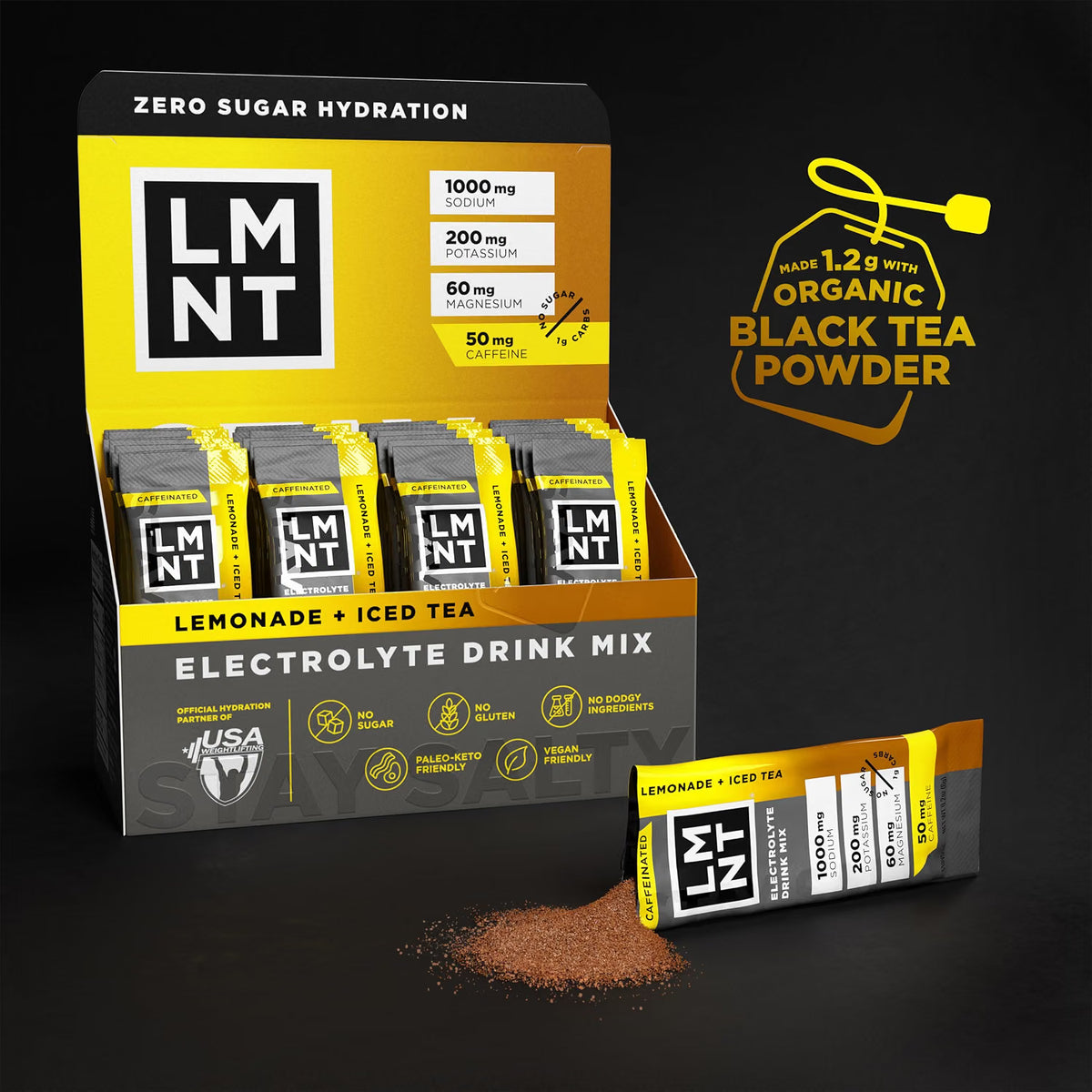 LMNT Lemonade + Iced Tea Zero Sugar Electrolytes, 30 sticks/box