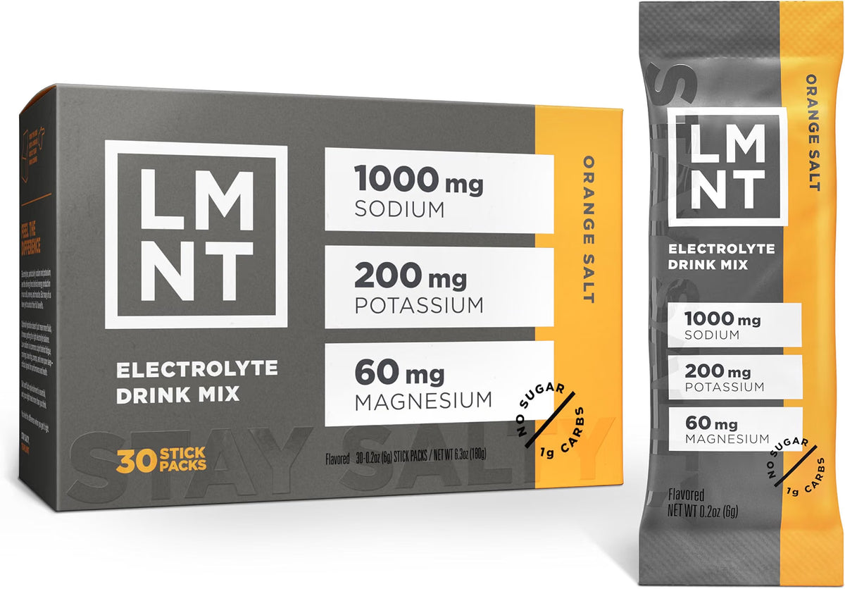 LMNT Orange Salt Zero Sugar Electrolytes, 30 sticks/box