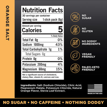 LMNT Orange Salt Zero Sugar Electrolytes, 30 sticks/box