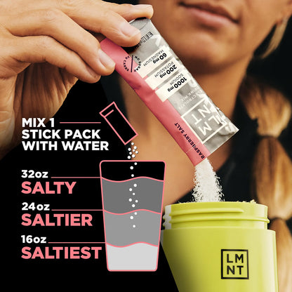 LMNT Raspberry Salt Zero Sugar Electrolytes, 30 sticks/box