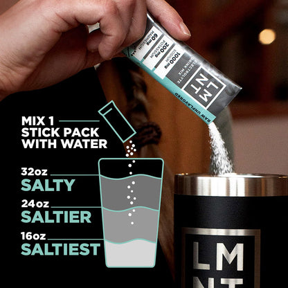 LMNT Raw Unflavored Salt Zero Sugar Electrolytes, 30 sticks/box